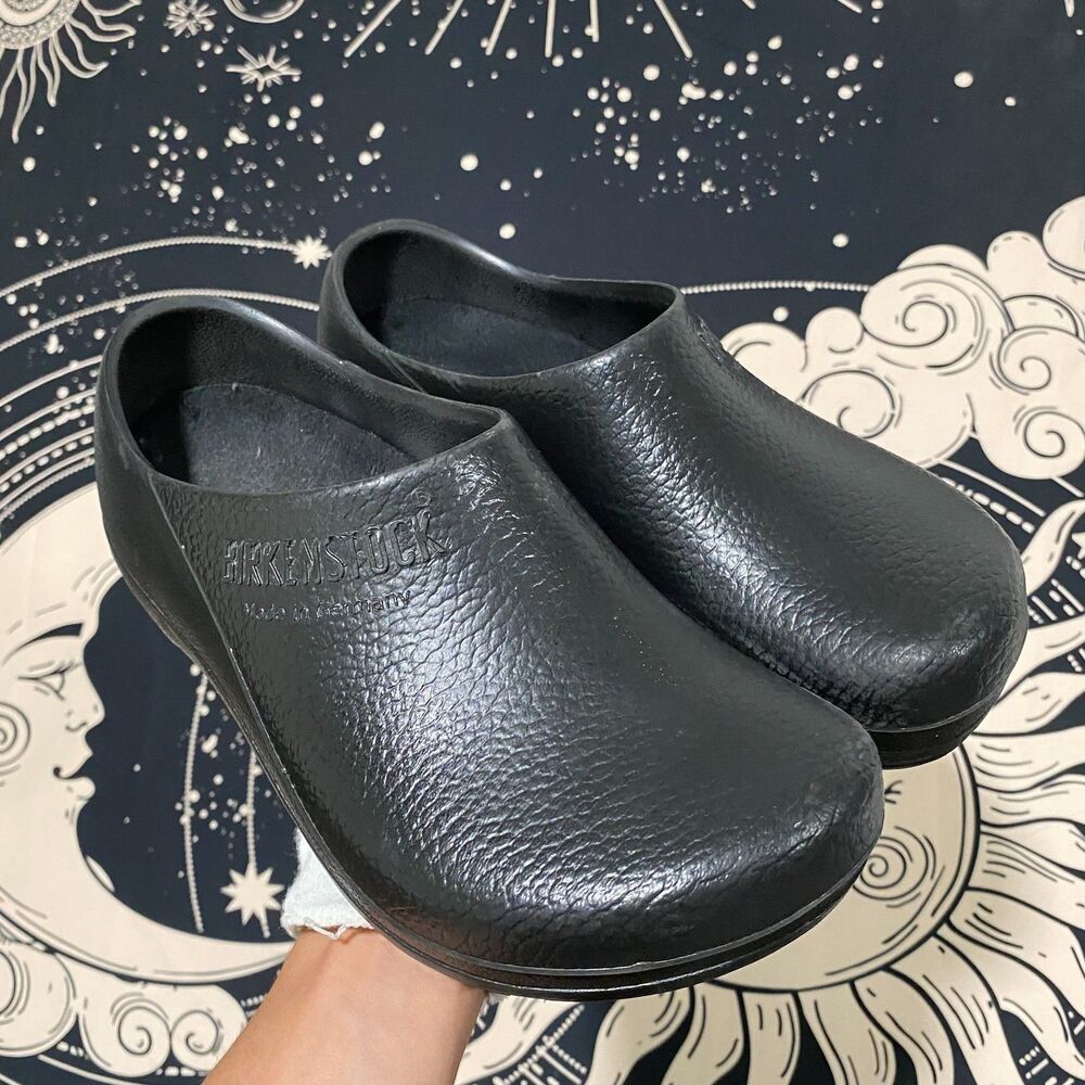 Birkenstock Black Slip-On Clogs — Textured Upper